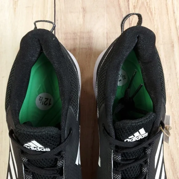 Adidas Icon 7 Baseball Cleats Mens 12.5 Black White Metal Low Top FZ1558 New - Picture 7 of 12